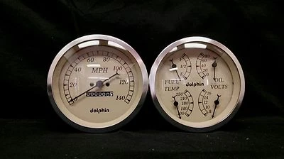 5 “ Quad TAN Mech Street Rod Gauge Set STREET ROD HOT ROD, UNIVERSAL        - Image 1 of 4