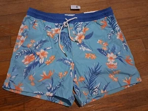 AMERICAN EAGLE SWIM SHORTS 5.5" Trunk Above the Knee Aqua Blue Coral Size M NWT - Picture 1 of 8