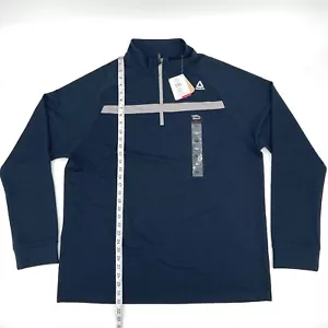 Maglione pullover da uomo Reebok 1/4 cerniera nuovo con etichette taglia 2XL blu navy grigio maniche lunghe - Foto 1 di 11
