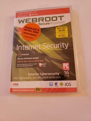 Webroot Secure Anywhere Internet Security 3 Devices for PC/MAC/Mobile NEW SEALED - Image 1 of 4