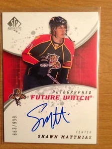2008/9 SP Authentic Future Watch Shawn Matthias autograph RC Panthers 663/999 - Picture 1 of 1