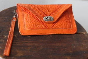 Borsa a tracolla artigianale in pelle - marocchina fatta a mano - arancione - Foto 1 di 1
