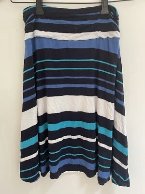 Merona Womens Coloful Striped Stretchy Rayon Elastic Waist Pull On Skirt Blue XS - Image 1 of 4