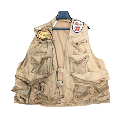 Fly Fishing Vest Beige 10 Pocket - vintage mepps mens   - Image 1 of 4