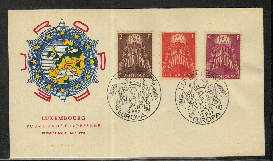 Luxemburg FDC / First Day Cover 572 - 574 Europa CEPT 1957 (I) of  beautiful FDC - Image 1 of 1