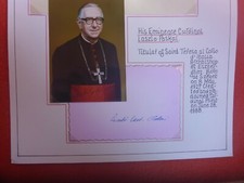 CARDINAL LASZLO PASKAI HANDSIGNED CARD SET ON A4 PAGE WITH PHOTO HUNGARY  