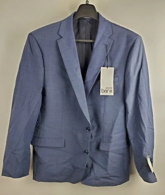 $425 Bar III Para hombres 46R Azul Ajustado Mezcla de Lana Sólido Traje Chaqueta Foto 1 de 4
