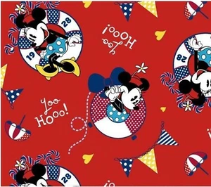 BTHY Disney Minnie Mouse Nautical Red Cotton Fabric By the Half yard  - Picture 1 of 3