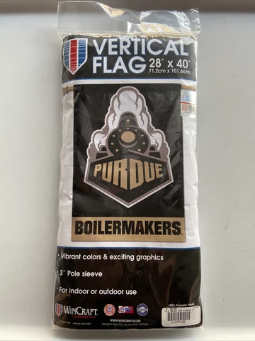Purdue Boilermakers Vertical Flag 28 x 40 inches for Indoor or Outdoor Use NEW Cover