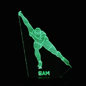 Speed Skater Night Light | Personalised 3D Skating Night Light | Skating Gift - Picture 1 of 13