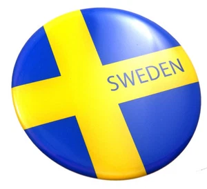 Sweden Swedish flag Round domed decal emblem Car bike 3d sticker 2.44" - Bild 1 von 2