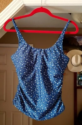 NUEVO PRANA MELODY AZUL MARINO MARFIL ESTAMPADO TANKINI TRAJE DE BAÑO TOP YOGA GIMNASIO ROPA DEPORTIVA MED Foto 1 de 4