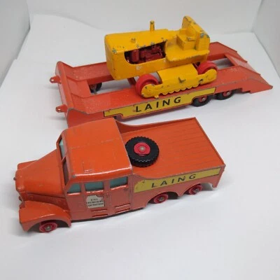 Lesney Matchbox King Size #K-8 LAING Truck, Trailer & Caterpillar Lot  - Image 1 of 4
