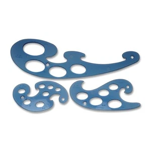 3 Pc.Template Set, French Curves,10-50mm,FOR drawing ellipses and irregular curv - Picture 1 of 1