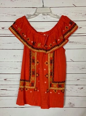 Blusa túnica con volantes bordados L grande Easel Boutique para mujer NUEVA con ETIQUETAS Foto 1 de 4