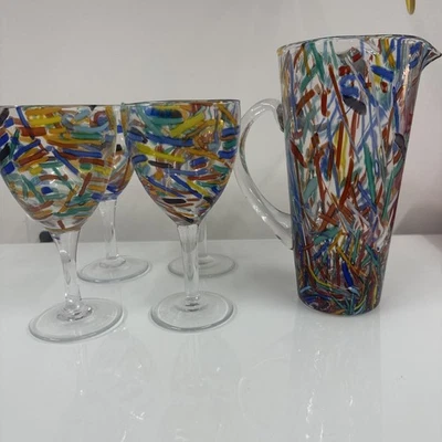 Pier One Confetti 48 Onzas, Jarra de Barra Alta y Cuatro Copas de Agua Foto 1 de 4