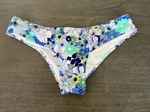 Victoria's Secret Swimsuit Bikini Bottom Blue White Yellow Floral Large NWOT - Picture 1 of 3