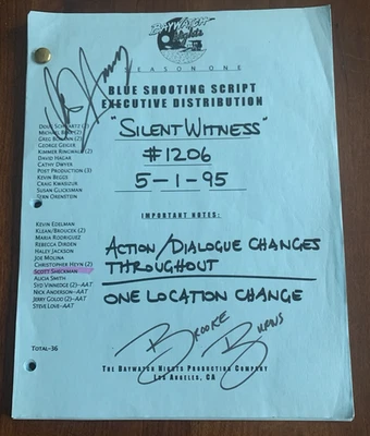 Baywatch TV Script Signed Hasselhoff & Brooke Burns 1995 Season One - Image 1 of 4