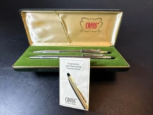 Classic Century Cross Black Pen and Pencil Set In Case in Green Felt *READ* - Picture 1 of 7