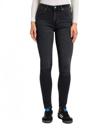 Lee Scarlett Skinny High Waist Stretch Denim Jeans Astral Plane Black W28 L33 - Image 1 of 4