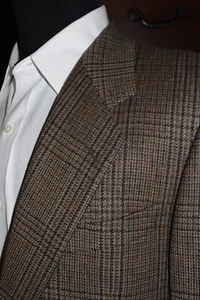 Vintage Men's Hickey Freeman Guffey's Brown Plaid Blazer Jacket Wool Size 41 R - Picture 1 of 14