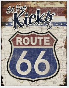 Route 66 Kicks Metall Blechschild Haus Garage Bar Shop Wand Motorrad Deko #2411 - Bild 1 von 1
