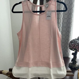 Women's J.CREW Rose & cream Sleeveless Layered Tank Top Sz M - Bild 1 von 3