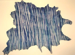 NEW Cowhide Rug Suede Leather striped navy Blue white purple large turquoise XL - Picture 1 of 10