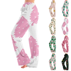 Womens Pajama Pants Sleepwear Casual Drawstring Elastic Waist Pants Comfy - Picture 1 of 36