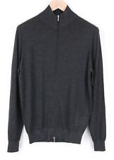 SUITSUPPLY Men Sweatshirt M Dark Grey Cashmere Silk Zip-Up Long Sleeved