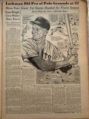 5/12/1954 The Sporting News - NY Giants Polo Grounds, Bob Turley, Stan Musial Foto 1 de 4