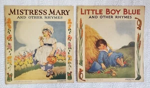 Vtg Childrens Books Mistress Mary Little Boy Blue & Other Rhymes Linenette 1940s - Picture 1 of 14