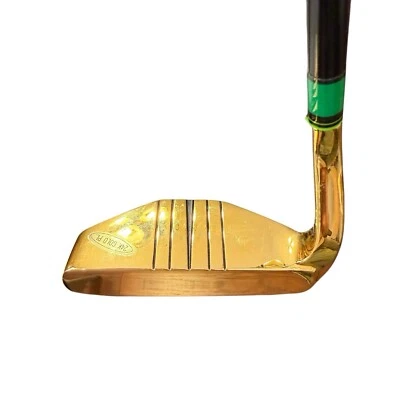 One Stroke Gold Plated Reverse Concept Golf Putter Exxcel Inc Leather Grip LH - Image 1 of 4