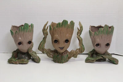 Lote de 3 estatuillas de árbol Baby Groot macetas suculentas, soportes para bolígrafos Foto 1 de 4