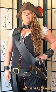 Pirate Freebooter Captain Black Sails LARP Leather Baldric Flintlock Gun Holster - Bild 1 von 1