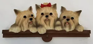 Soporte de correa para llave para perro Yorkie soporte de pared decoración resina 3 Yorkshire Terriers - Imagen 1 de 16