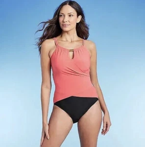 AQUA GREEN Womens Size Small Bathing Suit One Piece Swimsuit Padded Pink Black - Picture 1 of 4
