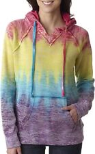 MV Sport Rainbow Women's Courtney Burnout Hooded Pullover Blend Fleece
