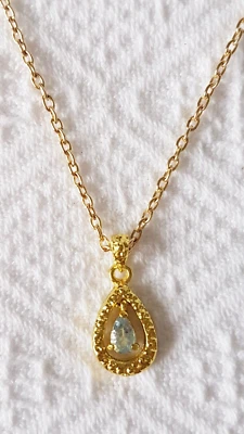 Подвесная капля ~ топаз ~ позолоченный ~ подвеска ожерелье и 44 см цепочка - Изображение 1 из 4