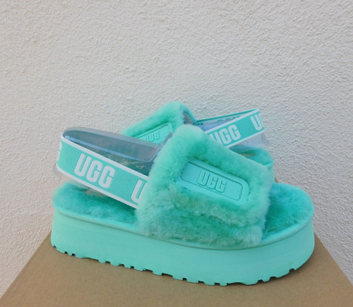 SANDALI CON PLATEAU UGG TIDE POOL DISCOTECA PELLE DI PECORA LANUGINE US 9 EUR 40 ~NUOVI CON SCATOLA