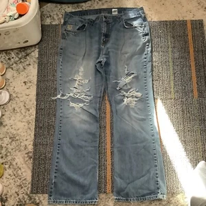 Cinch Jeans Mens 40x34 Blue Carter Relaxed Bootcut Western Cowboy Distressed - Picture 1 of 10