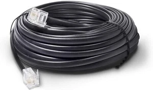 100 FT Feet Modular Phone Line Cord - High Quality 2 Conductor - Black - 1 Pack - Picture 1 of 8