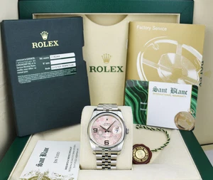 ROLEX Stainless Steel Datejust Pink Floral Dial Smooth Bezel 116200 SANT BLANC - Picture 1 of 6