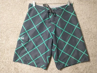B Split Swim Trunks Adult Large Gray Green Board Shorts Surf Lightweight Men's - Image 1 of 4