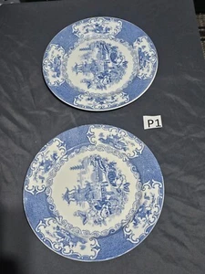 SET OF 2 ALLERTONS Dinner Plate Chinese Blue (No Trim) 9 7/8" - Picture 1 of 5