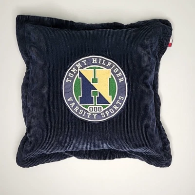 Tommy Hilfiger 16 pulgadas Azul Pana Almohada Acento Decorativo Cuadrado Universitario Foto 1 de 4