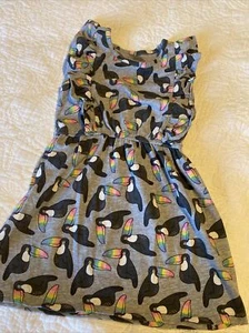 Circo Girl’s A-Line Gray w/Multi-Color Toucan Sleeveless Ruffled Dress Sz 5T - Picture 1 of 6