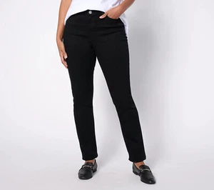 Denim & Co Easy Stretch Denim Reg Straight Leg Functional Jean Black 28W A521213 - Picture 1 of 2