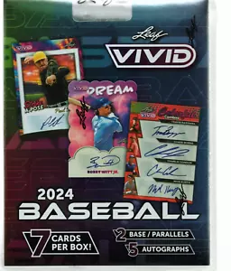 2024 LEAF VIVID BASEBALL HOBBY BOX 5 AUTOS PER BOX "SKENES AUTO" ????? - Picture 1 of 2