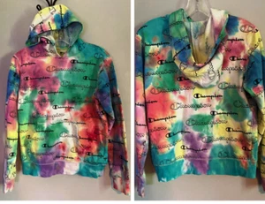 Champion Tye Dye Logo Hoodie Youth XL All Over Print Pullover - Picture 1 of 13